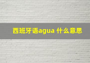 西班牙语agua 什么意思